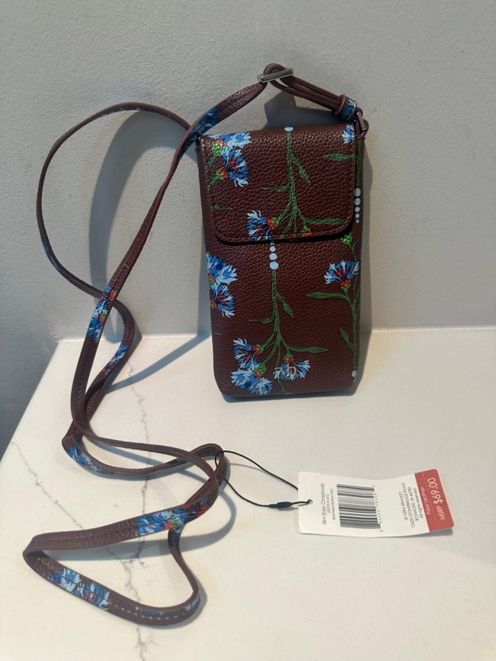 Vera Bradley NWT Brown Floral Slim Easy Crossbody Faux leather - Picture 3 of 8